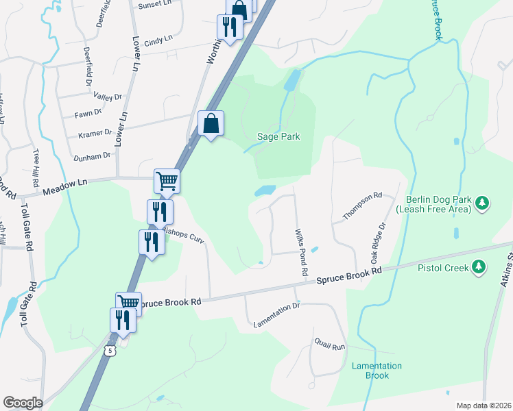 map of restaurants, bars, coffee shops, grocery stores, and more near 68 Raspberry Hill in Berlin