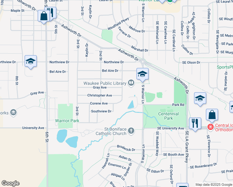 map of restaurants, bars, coffee shops, grocery stores, and more near 115 Christopher Avenue in Waukee