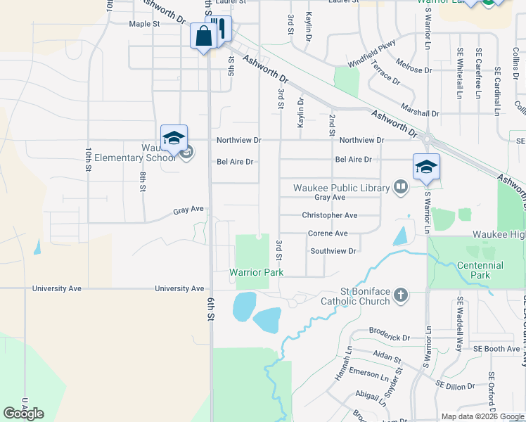 map of restaurants, bars, coffee shops, grocery stores, and more near 965 4th Street in Waukee
