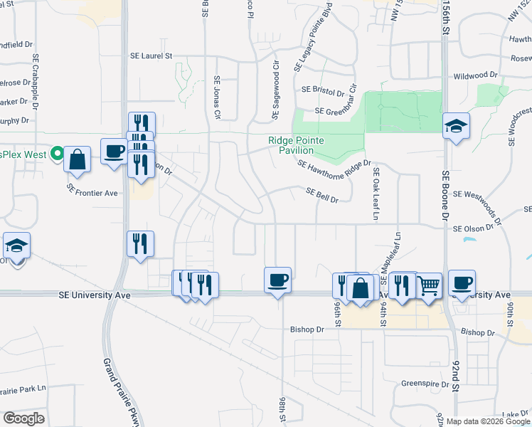 map of restaurants, bars, coffee shops, grocery stores, and more near 877 Southeast Williams Court in Waukee
