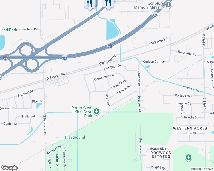 map of restaurants, bars, coffee shops, grocery stores, and more near 701-799 David Blvd in Porter