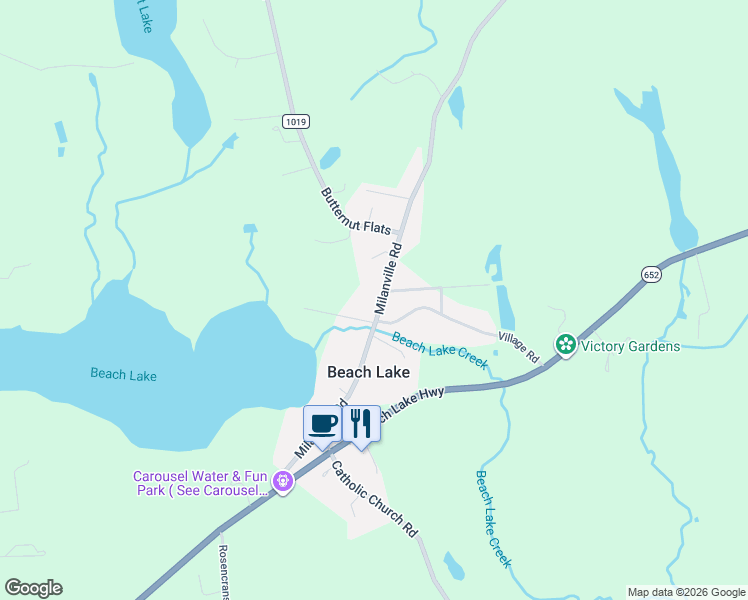map of restaurants, bars, coffee shops, grocery stores, and more near 93 Milanville Rd in Honesdale