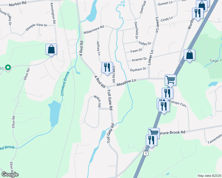 map of restaurants, bars, coffee shops, grocery stores, and more near 11 Toll Gate Road in Berlin
