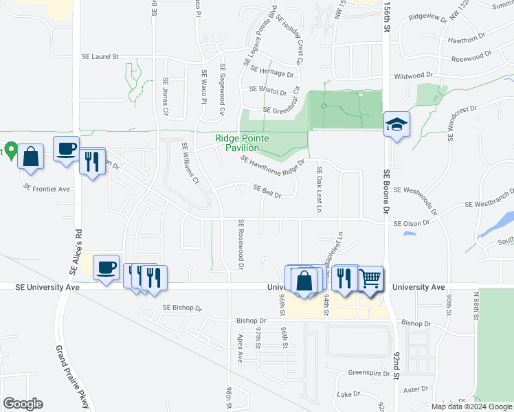 map of restaurants, bars, coffee shops, grocery stores, and more near 850 Southeast Applewood Lane in Waukee