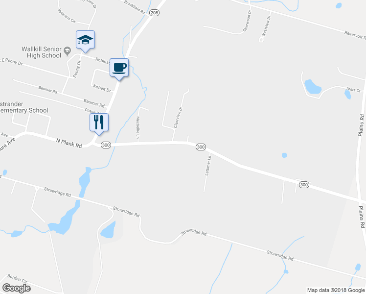 map of restaurants, bars, coffee shops, grocery stores, and more near 2415 Route 300 in Wallkill