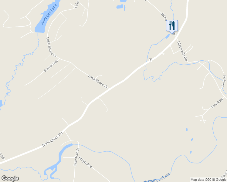 map of restaurants, bars, coffee shops, grocery stores, and more near 1300 Burlingham Rd in Pine Bush