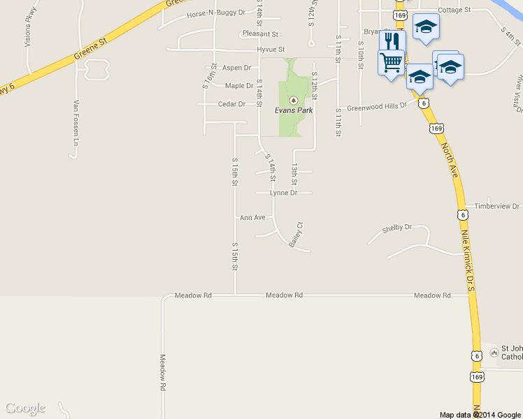 map of restaurants, bars, coffee shops, grocery stores, and more near 1406 Ann Ave in Adel