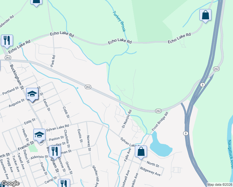map of restaurants, bars, coffee shops, grocery stores, and more near 196 Di Nunzio Road in Watertown