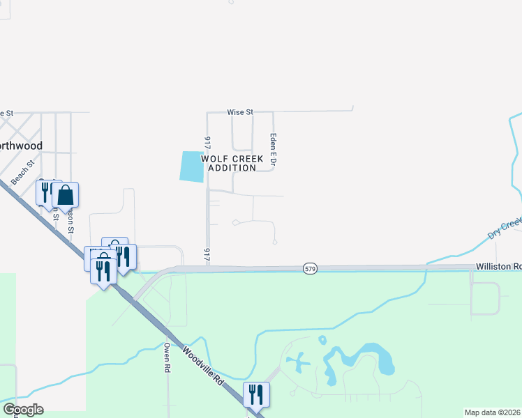 map of restaurants, bars, coffee shops, grocery stores, and more near in Northwood