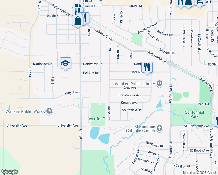 map of restaurants, bars, coffee shops, grocery stores, and more near 930 3rd Street in Waukee