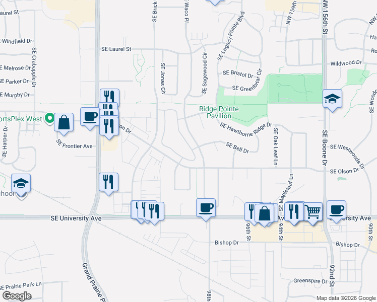 map of restaurants, bars, coffee shops, grocery stores, and more near 877 Southeast Williams Court in Waukee