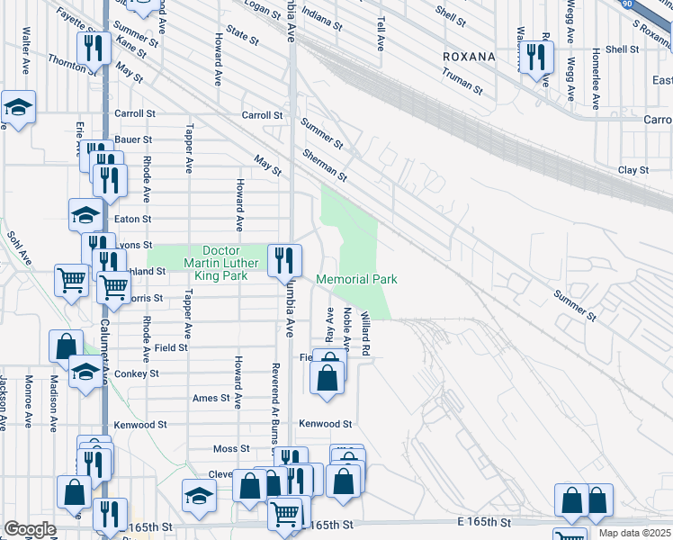 map of restaurants, bars, coffee shops, grocery stores, and more near 6001-6099 Ray Ave in Hammond