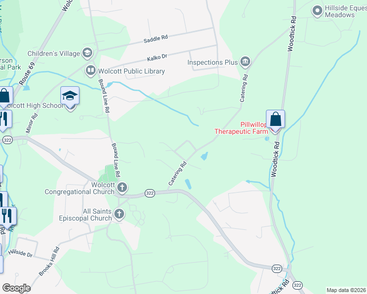 map of restaurants, bars, coffee shops, grocery stores, and more near in Wolcott