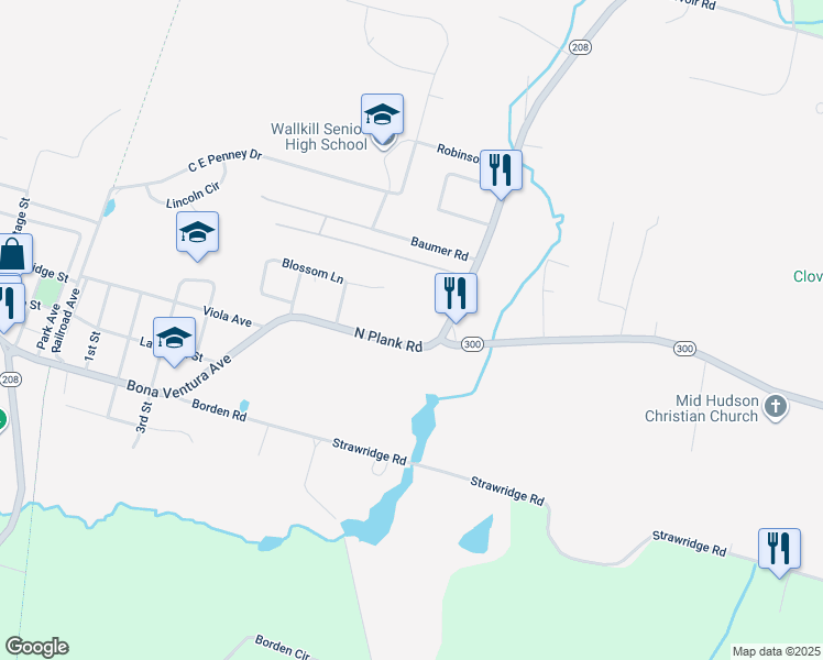 map of restaurants, bars, coffee shops, grocery stores, and more near 1468-1516 State Highway 208 in Wallkill
