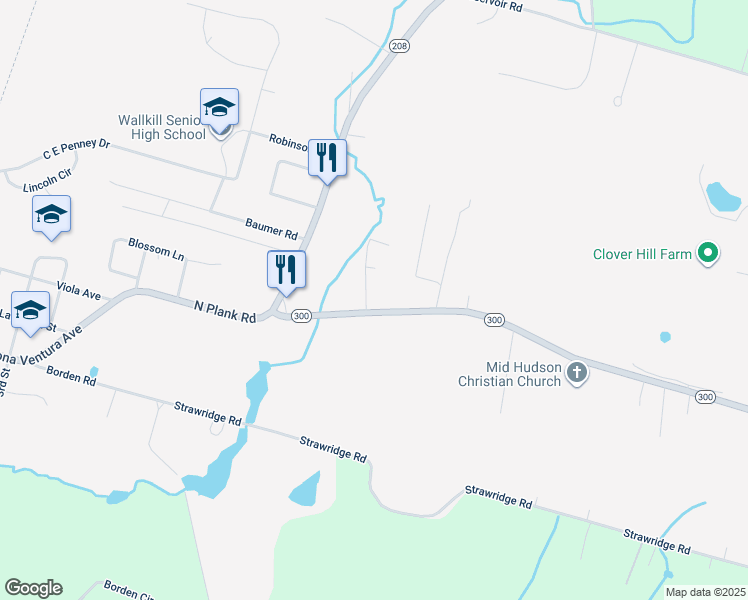 map of restaurants, bars, coffee shops, grocery stores, and more near 10 Mechelke Lane in Wallkill