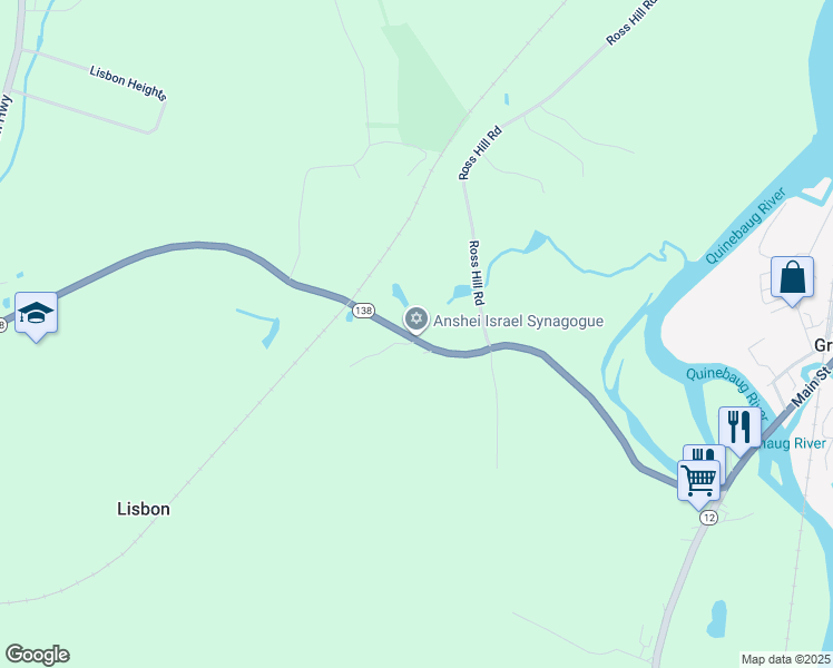 map of restaurants, bars, coffee shops, grocery stores, and more near 142 Newent Road in Lisbon