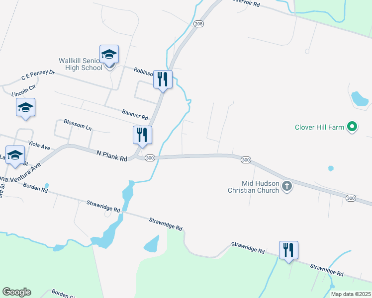 map of restaurants, bars, coffee shops, grocery stores, and more near 10 Mechelke Lane in Wallkill