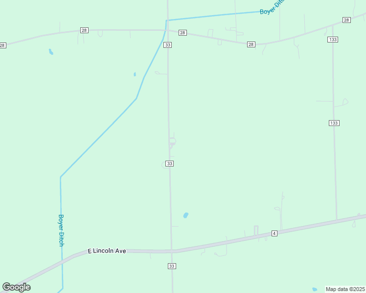 map of restaurants, bars, coffee shops, grocery stores, and more near 61280 County Road 33 in Goshen