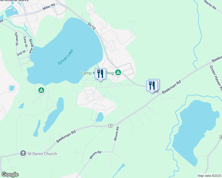 map of restaurants, bars, coffee shops, grocery stores, and more near 349 Sylvan Lake Road in Hopewell Junction