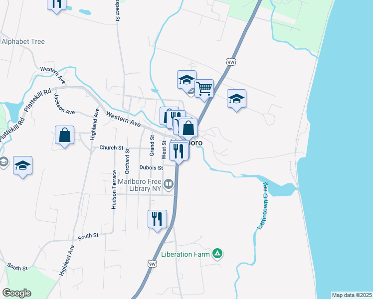 map of restaurants, bars, coffee shops, grocery stores, and more near in Marlboro