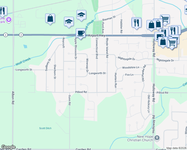 map of restaurants, bars, coffee shops, grocery stores, and more near 1938 Connecticut Boulevard in Holland