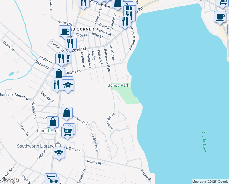 map of restaurants, bars, coffee shops, grocery stores, and more near 77 Hidden Bay Drive in Dartmouth