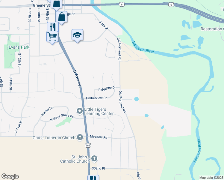 map of restaurants, bars, coffee shops, grocery stores, and more near 412 Timberview Drive in Adel