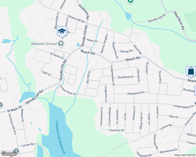 map of restaurants, bars, coffee shops, grocery stores, and more near 52 Colby Lane in Wolcott