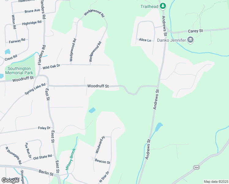 map of restaurants, bars, coffee shops, grocery stores, and more near 1155 Woodruff Street in Southington