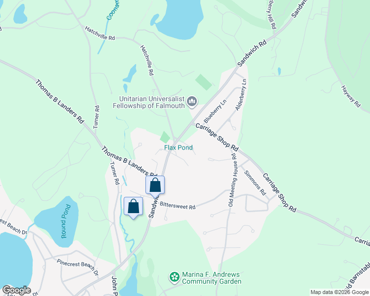 map of restaurants, bars, coffee shops, grocery stores, and more near 809 Sandwich Road in Falmouth
