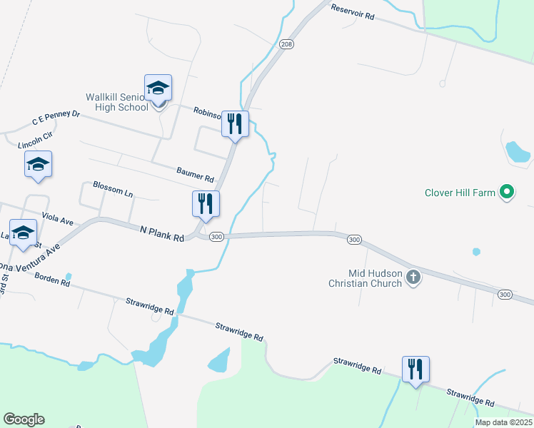 map of restaurants, bars, coffee shops, grocery stores, and more near 10 Mechelke Lane in Wallkill