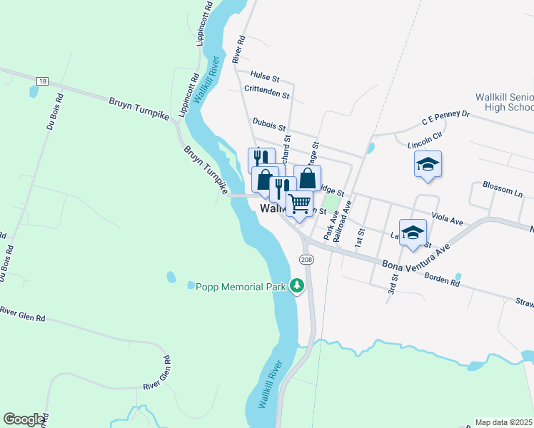 map of restaurants, bars, coffee shops, grocery stores, and more near in Wallkill