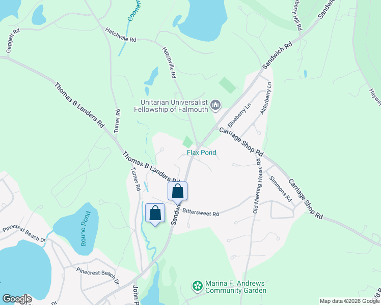 map of restaurants, bars, coffee shops, grocery stores, and more near 7 Decosta Circle in Falmouth