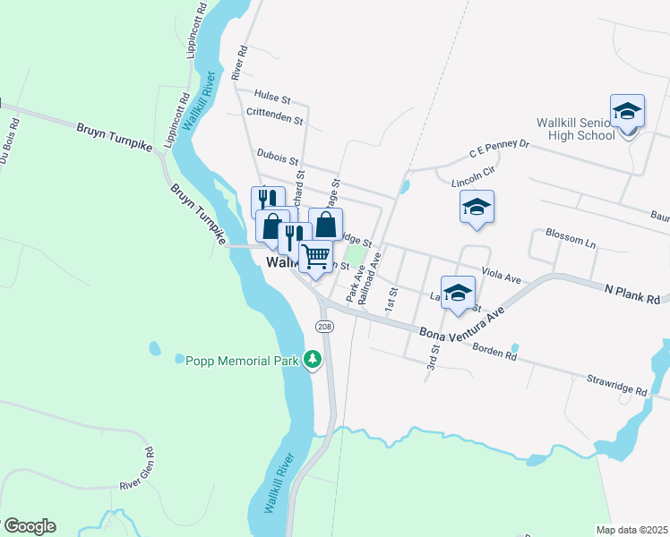 map of restaurants, bars, coffee shops, grocery stores, and more near 19 Central Avenue in Newburgh