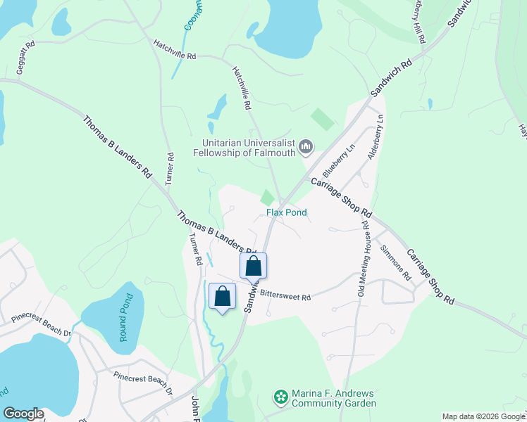 map of restaurants, bars, coffee shops, grocery stores, and more near 7 Decosta Circle in Falmouth