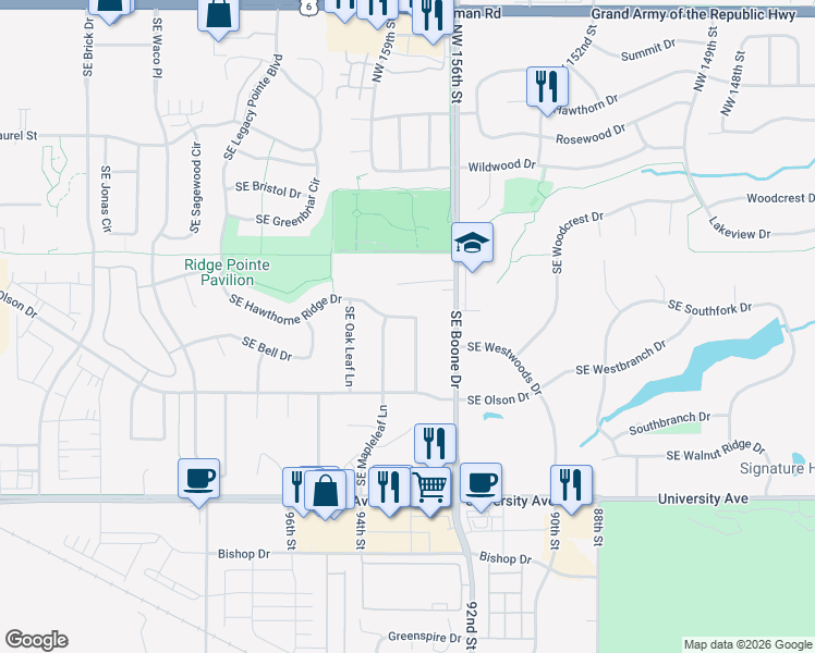 map of restaurants, bars, coffee shops, grocery stores, and more near 790 Southeast Plumwood Lane in Waukee