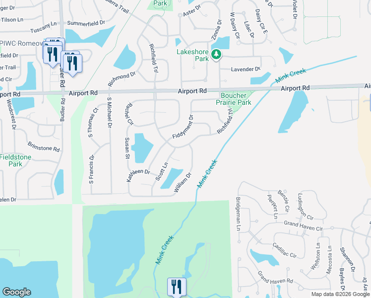 map of restaurants, bars, coffee shops, grocery stores, and more near 1691 Richfield Trail in Romeoville