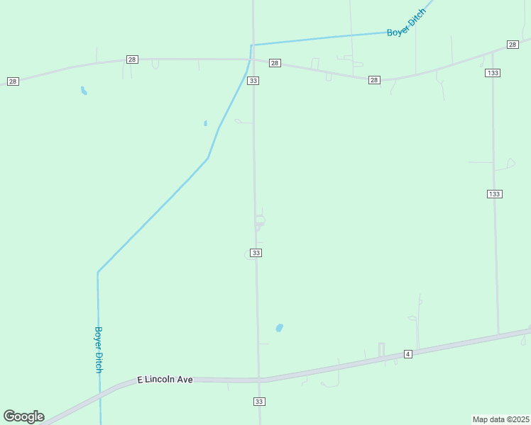 map of restaurants, bars, coffee shops, grocery stores, and more near 61280 County Road 33 in Goshen