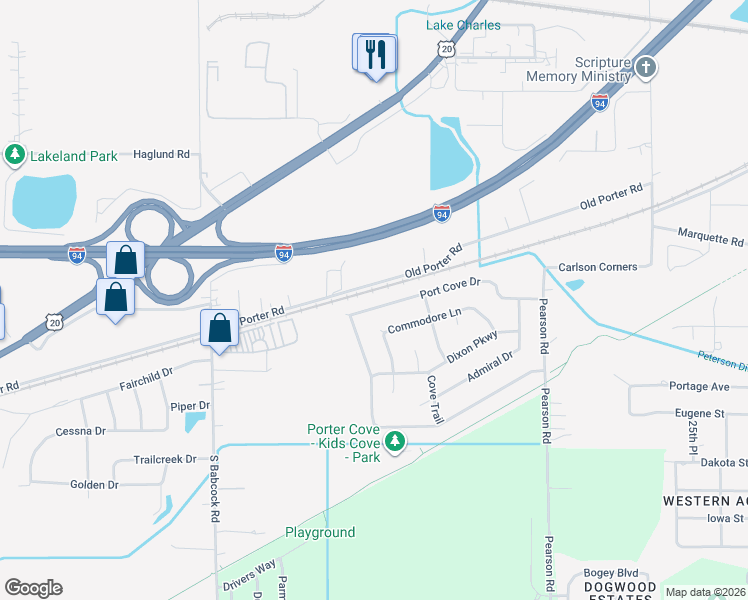 map of restaurants, bars, coffee shops, grocery stores, and more near 1622 Port Cove Dr in Porter