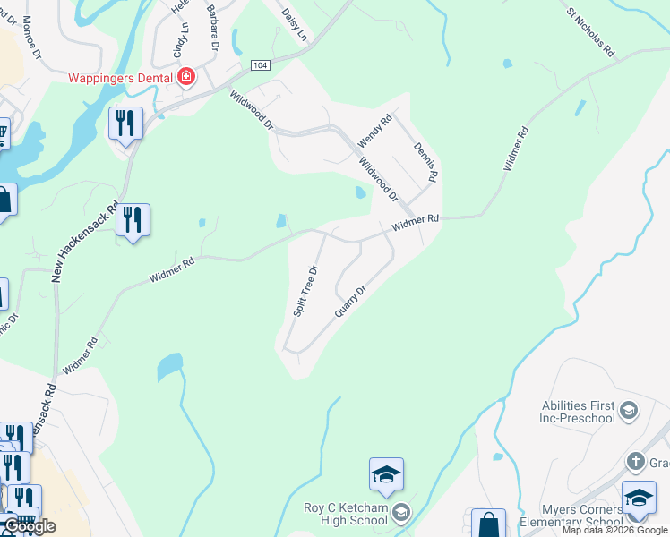 map of restaurants, bars, coffee shops, grocery stores, and more near 10 Malstorme Road in Wappingers Falls