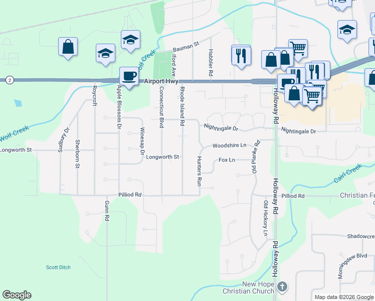 map of restaurants, bars, coffee shops, grocery stores, and more near 1937 Rhode Island Road in Holland