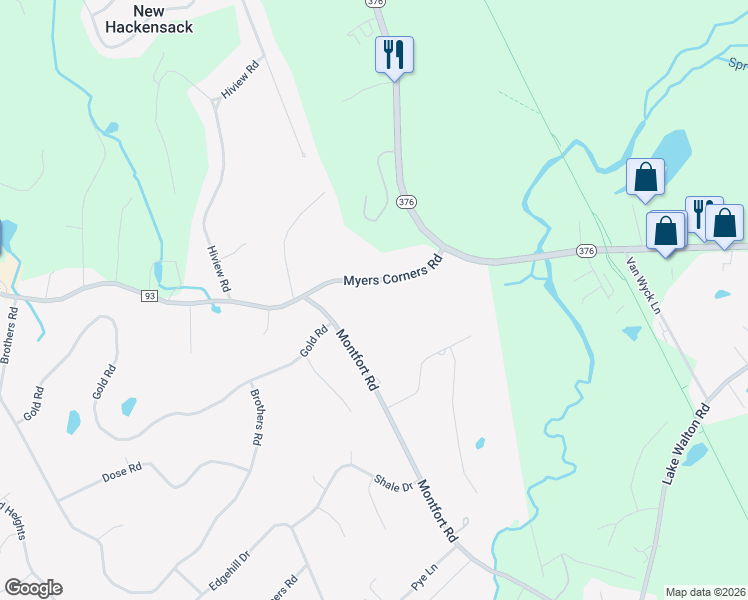 map of restaurants, bars, coffee shops, grocery stores, and more near 316 Myers Corners Road in Wappingers Falls