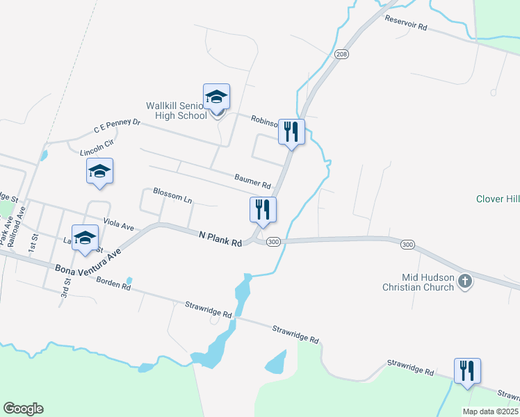 map of restaurants, bars, coffee shops, grocery stores, and more near 1468 New York 208 in Wallkill