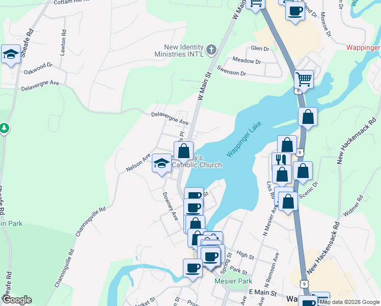 map of restaurants, bars, coffee shops, grocery stores, and more near in Wappingers Falls