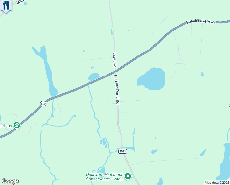 map of restaurants, bars, coffee shops, grocery stores, and more near 669 Perkins Pond Road in Beach Lake