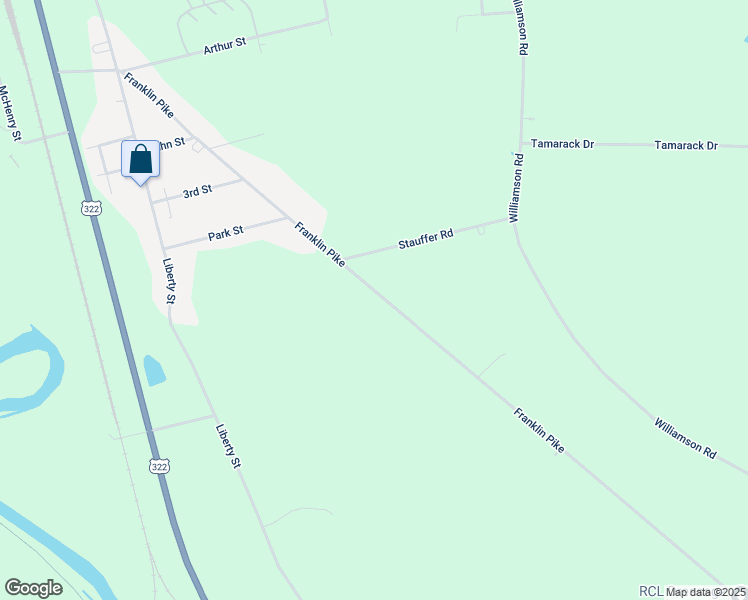 map of restaurants, bars, coffee shops, grocery stores, and more near 10071 Franklin Pike in Meadville