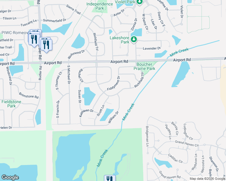 map of restaurants, bars, coffee shops, grocery stores, and more near 1691 Richfield Trail in Romeoville