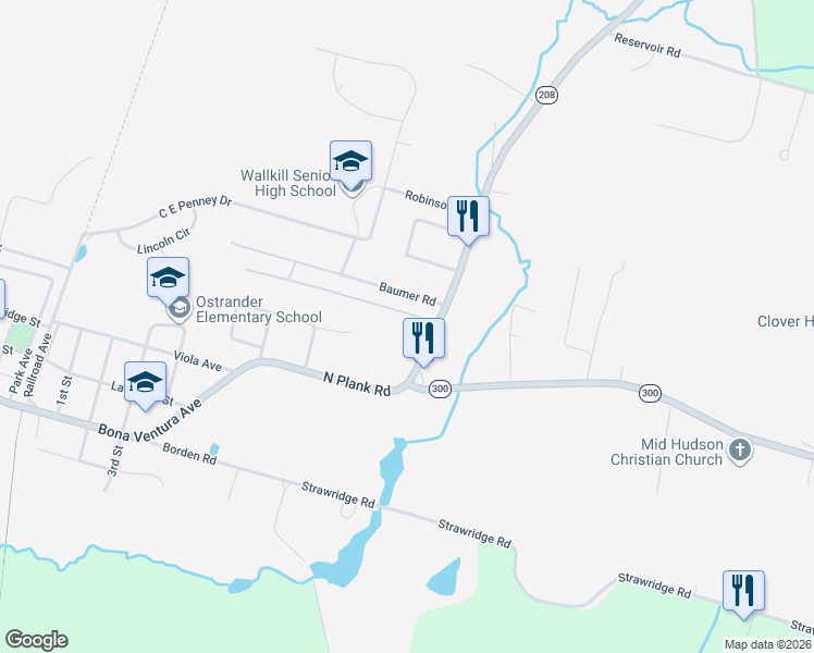 map of restaurants, bars, coffee shops, grocery stores, and more near 1468-1516 State Highway 208 in Wallkill