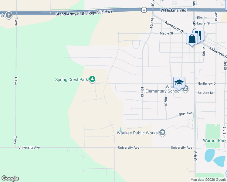 map of restaurants, bars, coffee shops, grocery stores, and more near 890 Spruce Street in Waukee