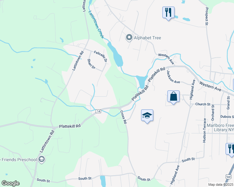 map of restaurants, bars, coffee shops, grocery stores, and more near 20 Partington Lane in Marlboro